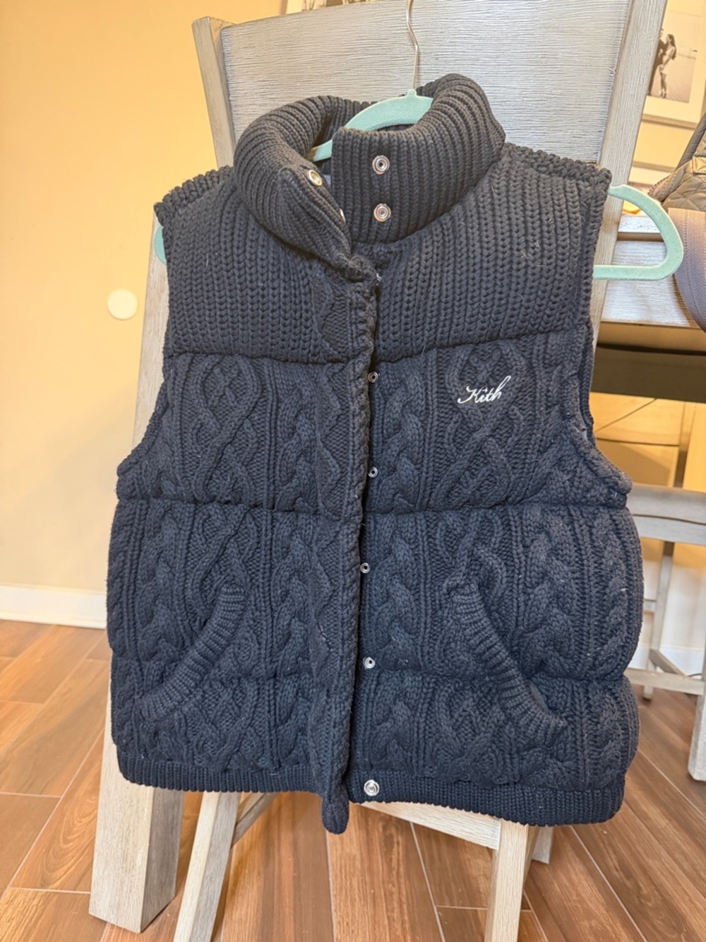 Kith Cable Knit Quilted Puffer Vest in Black